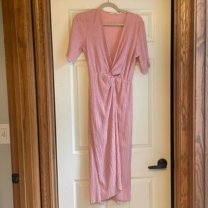 Nordstrom All in Favor pink midi dress with knot detail sz xs